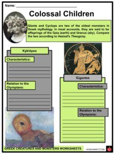 Greek Creatures and Monsters Facts & Worksheets For Kids
